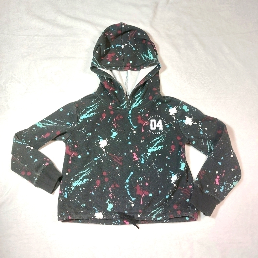 Justice Active Black Paint Splatter Hoodie Size 6
